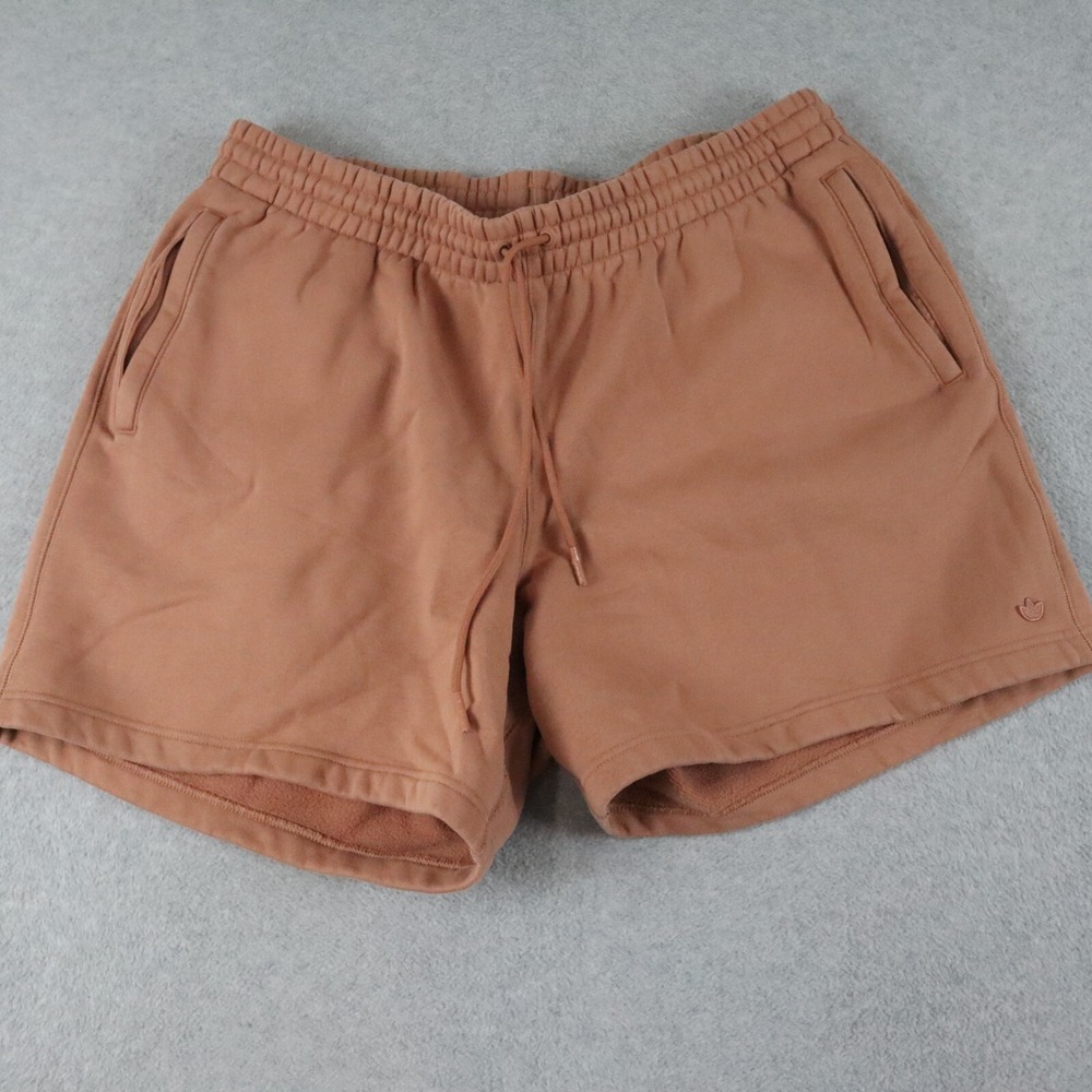 Adidas Shorts Mens 2XL XXL Activewear Sweat Fleece Drawstring Athleisure Peach